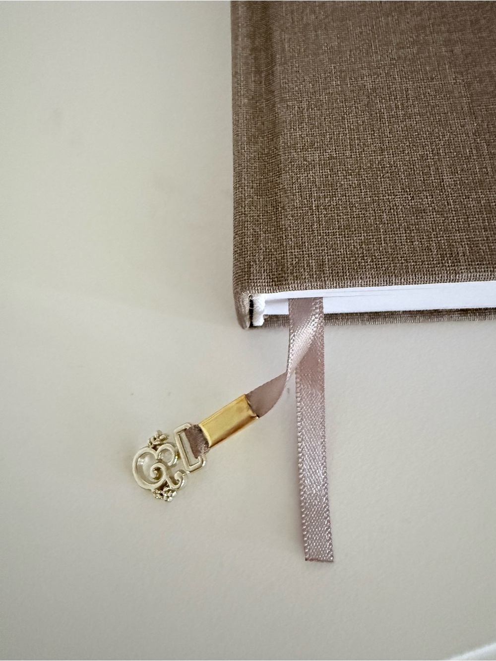 Archer & Olive Taupe Butterfly Embroidered Dot GridNotebook with Elastic Closure - Picture 4 of 6